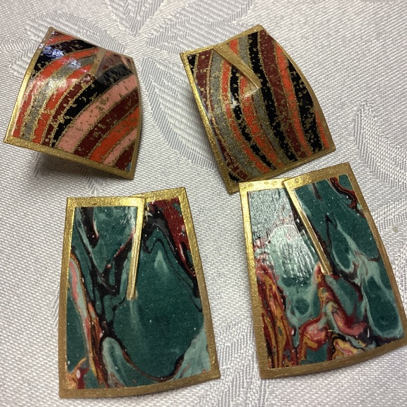 ORAGAMI hand made earrings two pair set.  Stunning designs. - Picture 1 of 5